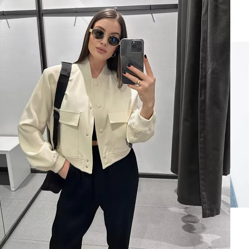 Bomber  Long Sleeve With Pockets  Coats