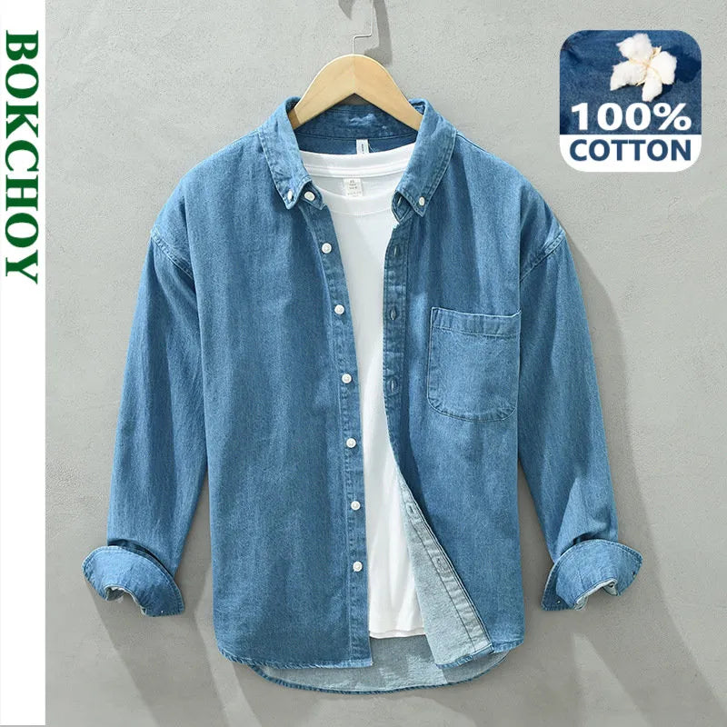 Men's Versatile Long Sleeve Denim Shirt