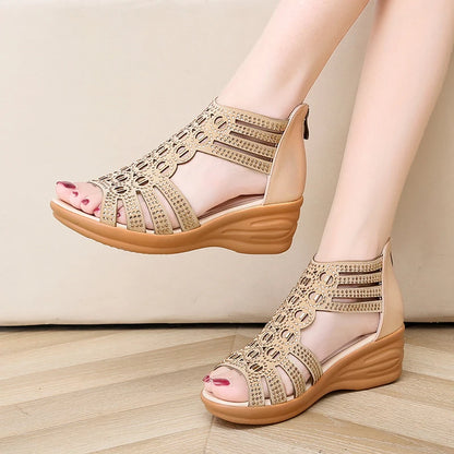 Stylish Crystal Wedge High Heels