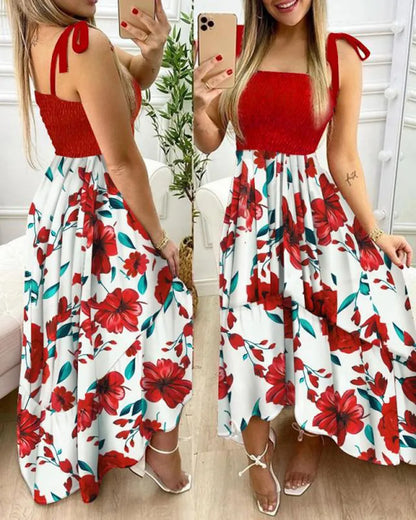 Spaghetti Strap Floral Print Maxi Dress