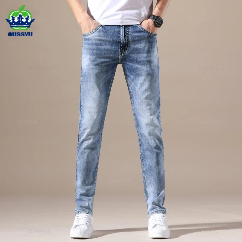 OUSSYU High-Quality Stretch Light Blue Denim Jeans