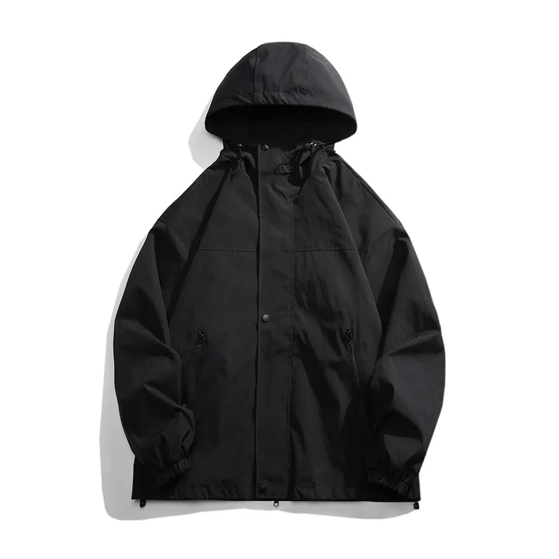 Hooded Plain Zip Jacket