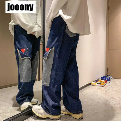 Men's Patchwork Multi-Pocket Jeans