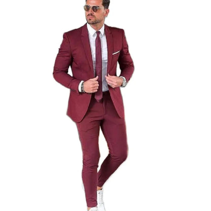 Elegant  Burgundy Men Suit Blazers