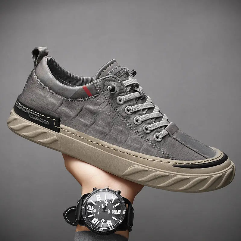 Men's Textured Lace-up Front Skate Canvas Shoes