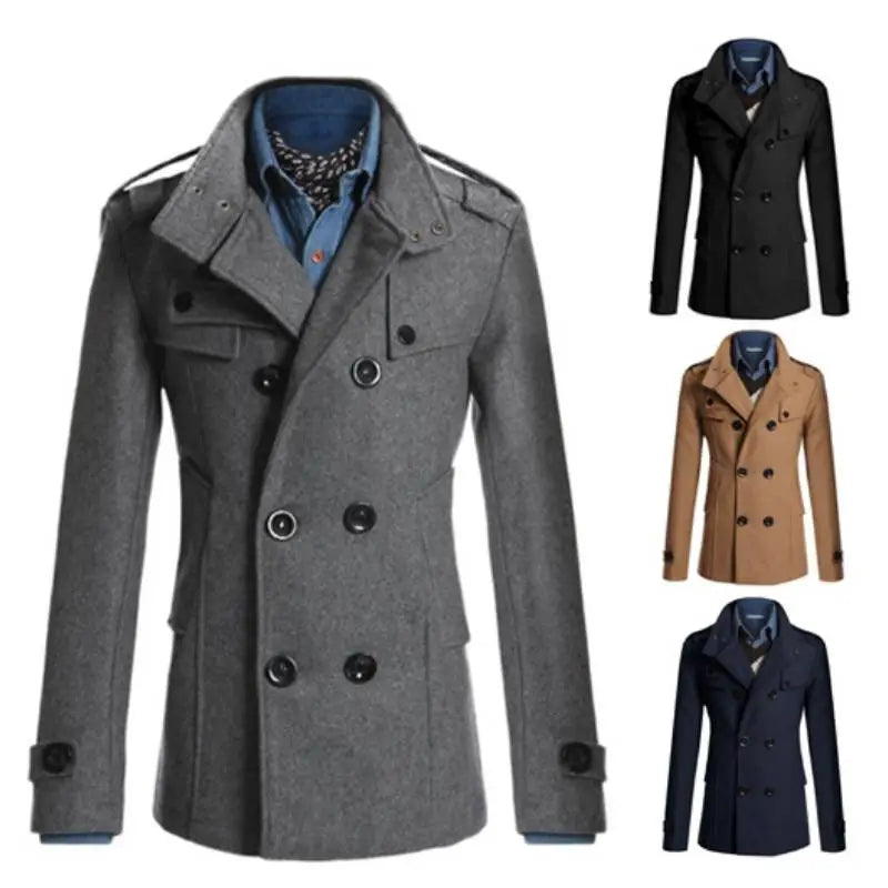 Men's Double Breasted Woolen Coat