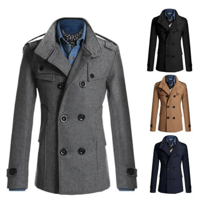 Men's Double Breasted Woolen Coat