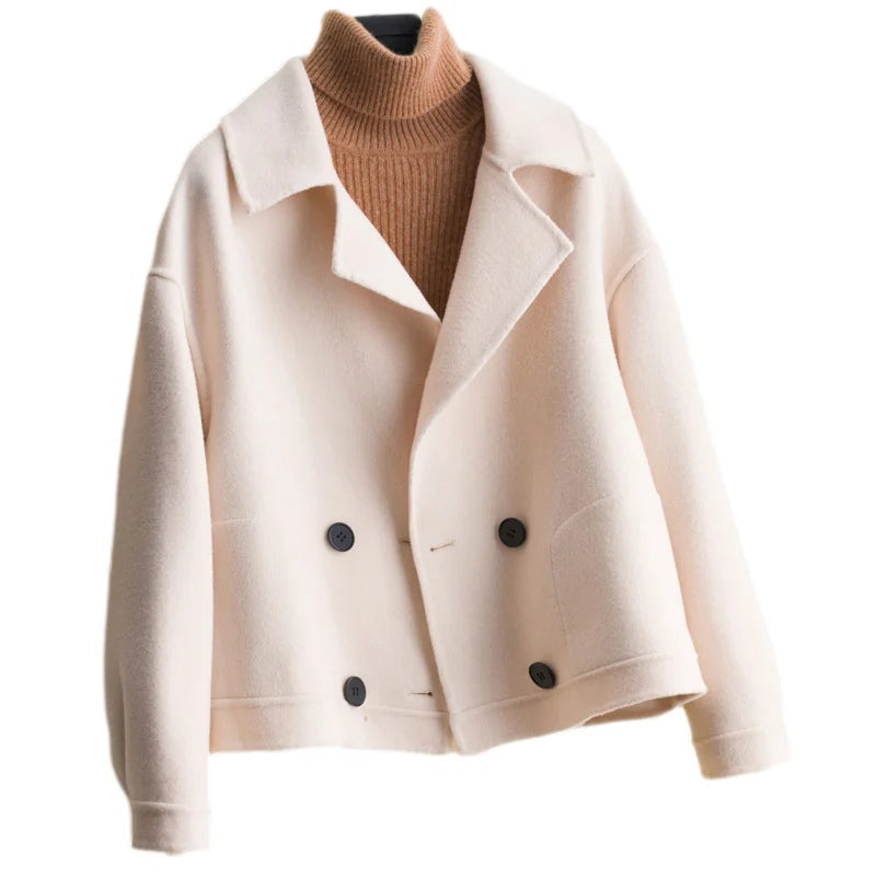 Short Wool Double Breasted Jacket