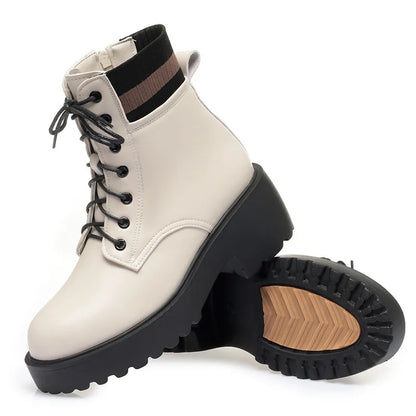 Women's Casual Fashion Leather Sock Boots