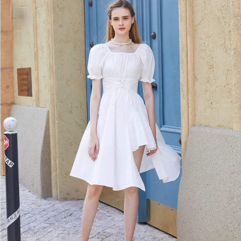 HOUZHOU White Midi Summer Dress