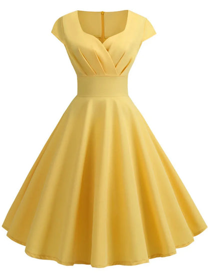 Women's V-Neck Vintage Midi Dress