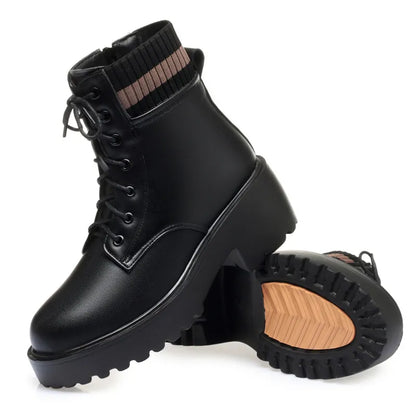 Women's Casual Fashion Leather Sock Boots