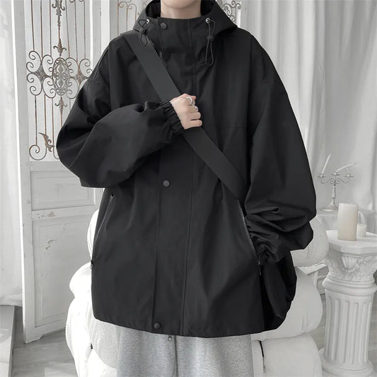 Hooded Plain Zip Jacket