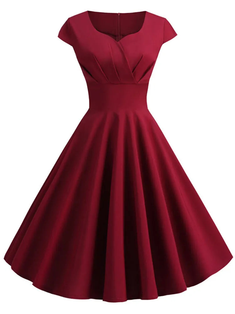 Women's V-Neck Vintage Midi Dress