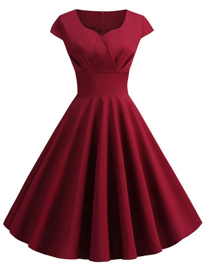Women's V-Neck Vintage Midi Dress