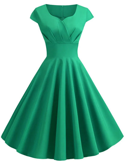 Women's V-Neck Vintage Midi Dress