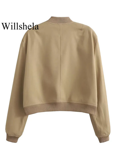 Willshela Women's Solid Bomber Jacket