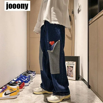 Men's Patchwork Multi-Pocket Jeans