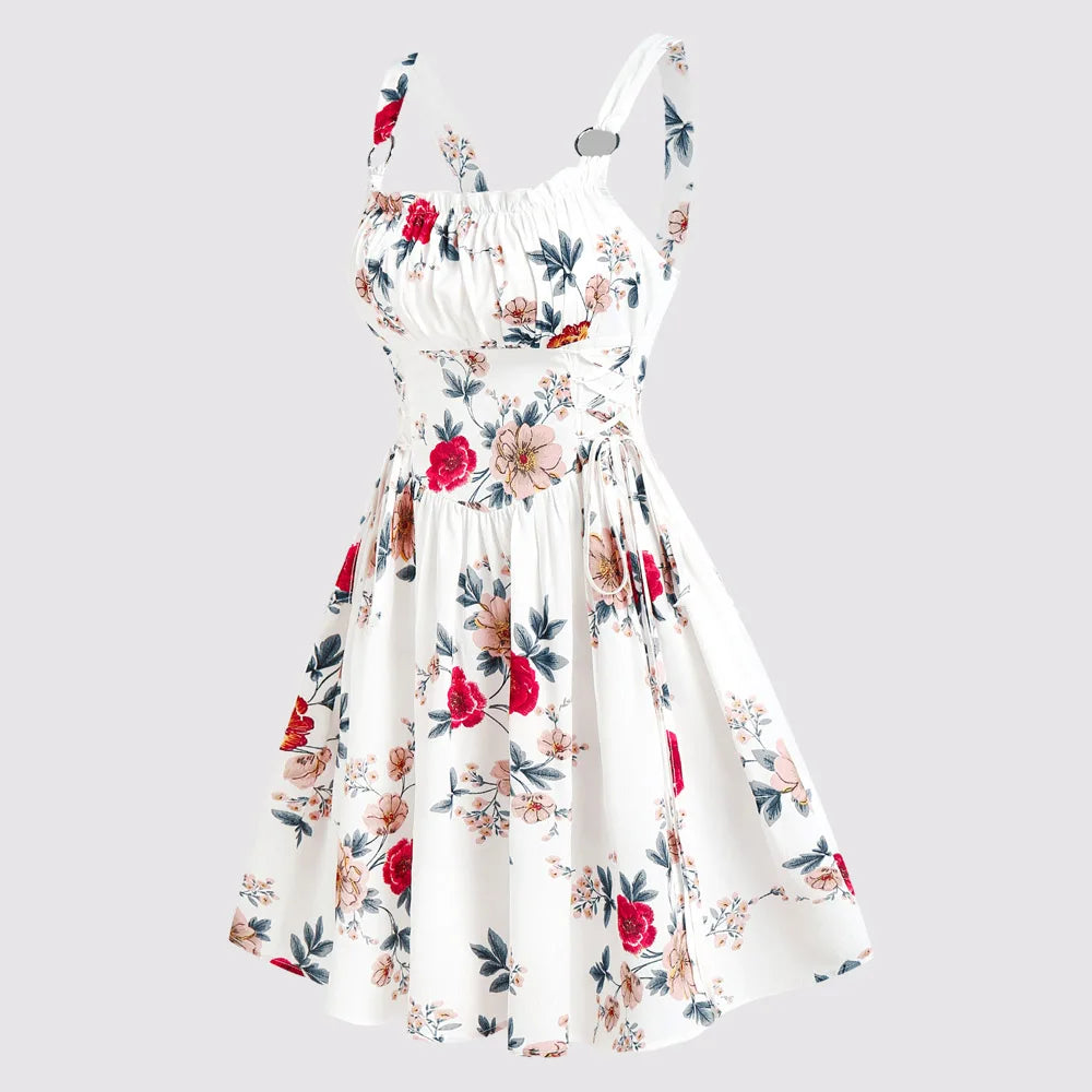 Ruched Bust Mini Floral Dress