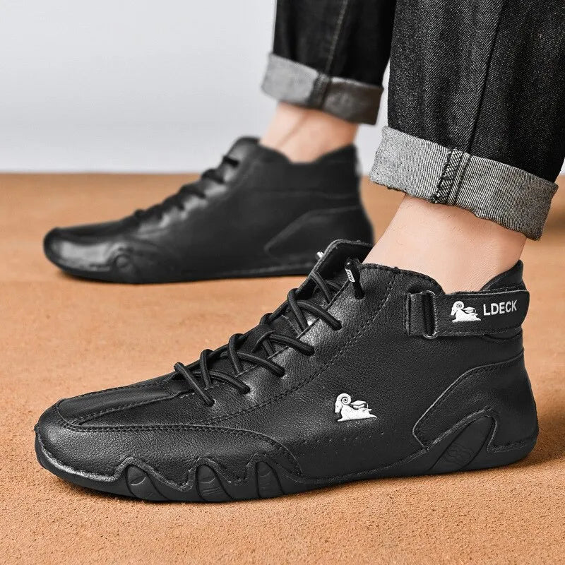 Italian Handmade Suede Velcro High Boots