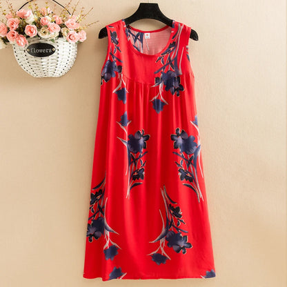 Vintage Style Sleeveless Print Dres