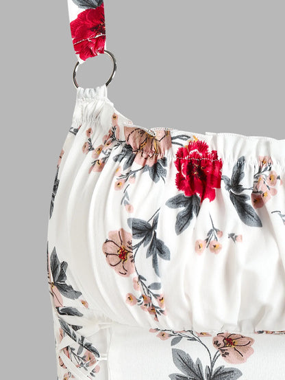 Ruched Bust Mini Floral Dress