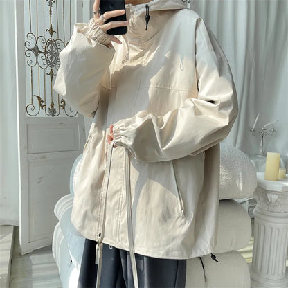 Hooded Plain Zip Jacket