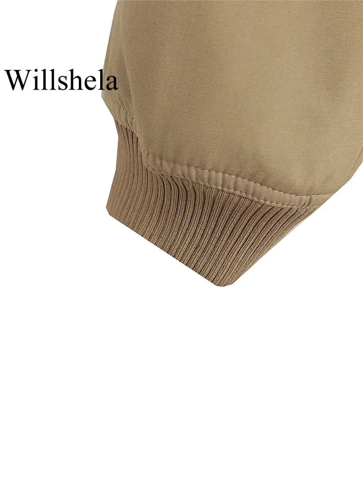 Willshela Women's Solid Bomber Jacket
