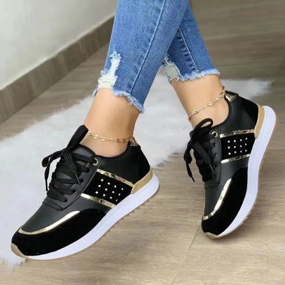 Women's Platform Patchwork Leather Sneakers