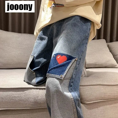 Men's Patchwork Multi-Pocket Jeans