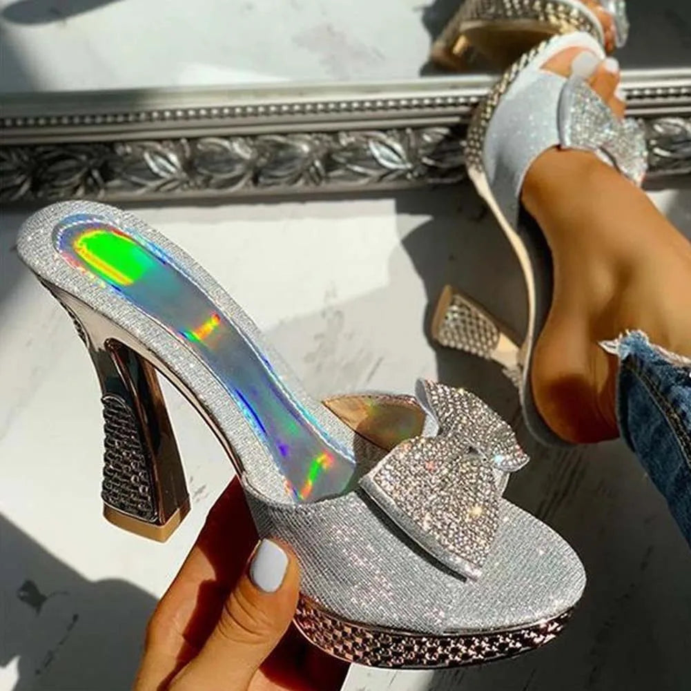 Women's Platform Crystal Thick High Heels