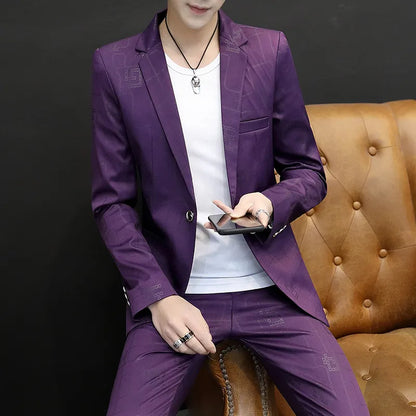 Men's Slim Fit One Button Blazer