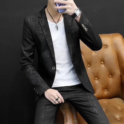 Men's Slim Fit One Button Blazer