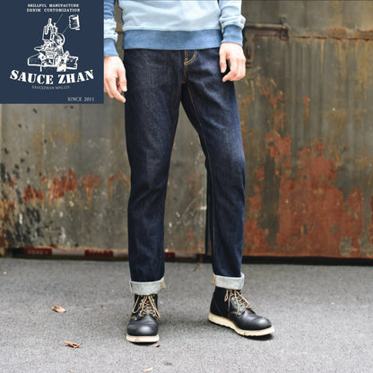 Men's Jeans Selvedge Sanforized Raw Denim Indigo Slim Fit