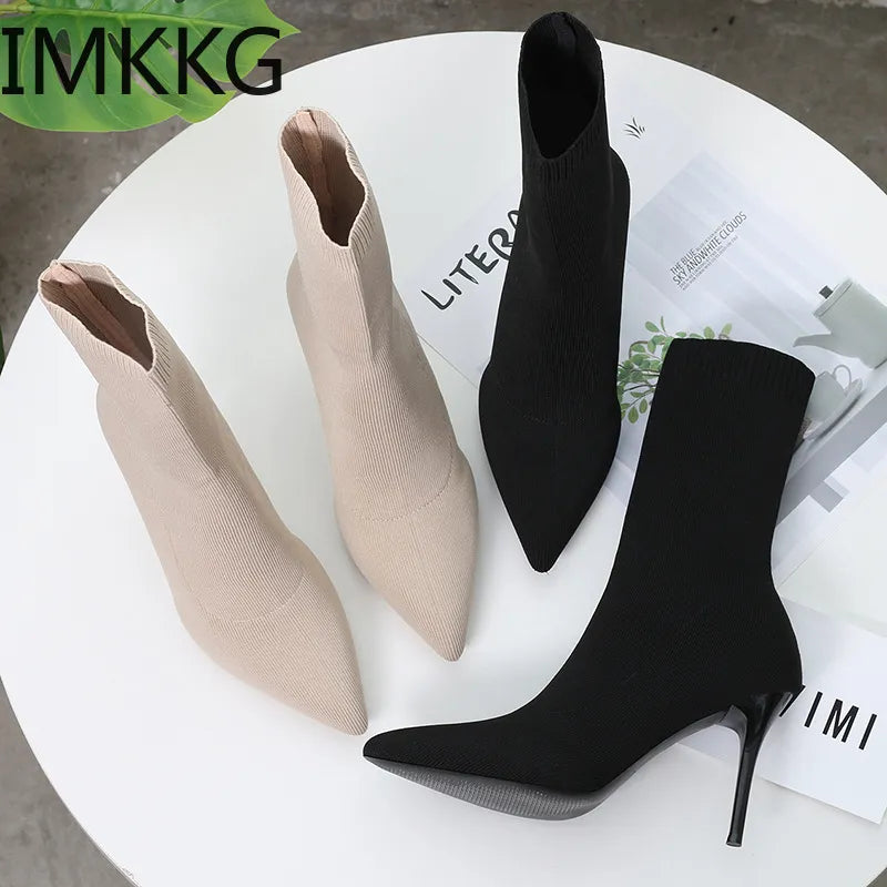 High Heel Stretch Ankle Boots for Women