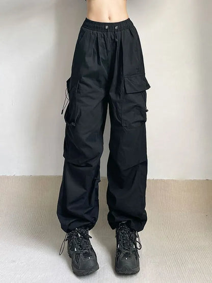 Grey Wide Legs Cargo Pants
