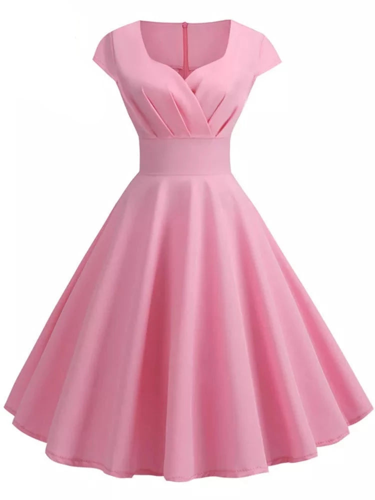 Women's V-Neck Vintage Midi Dress