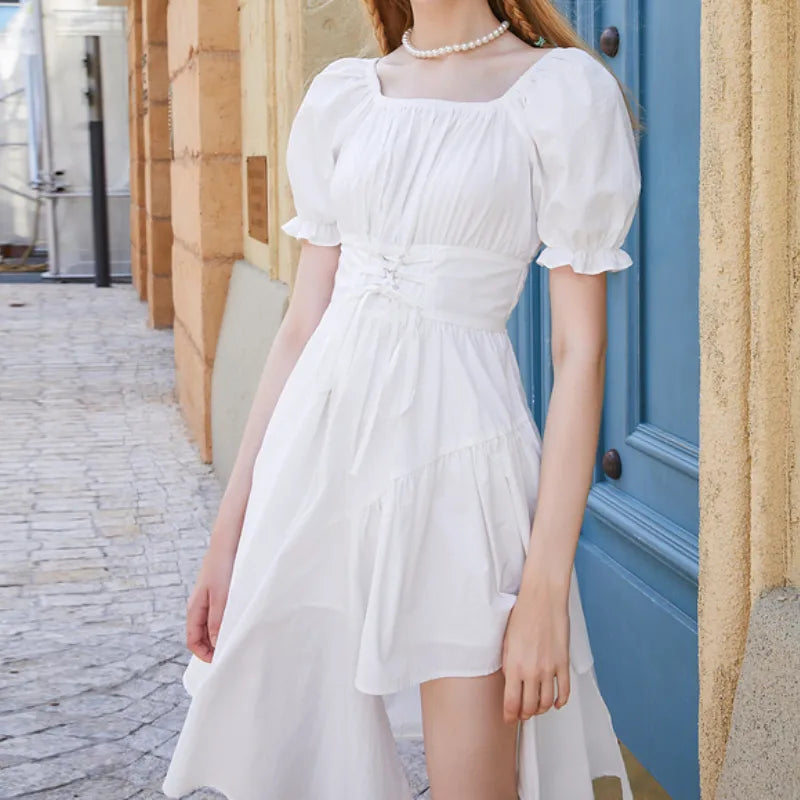 HOUZHOU White Midi Summer Dress