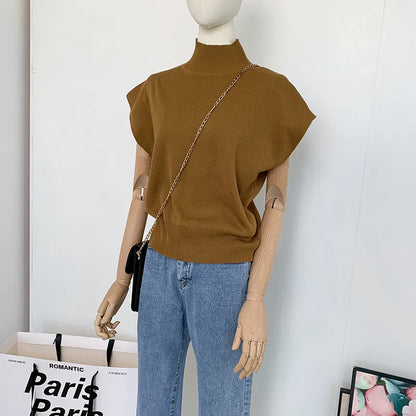 Mock Neck Knit Pullover Blouses