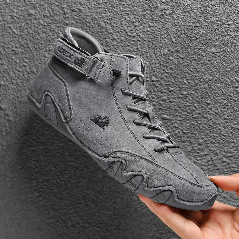 Italian Handmade Suede Velcro High Boots