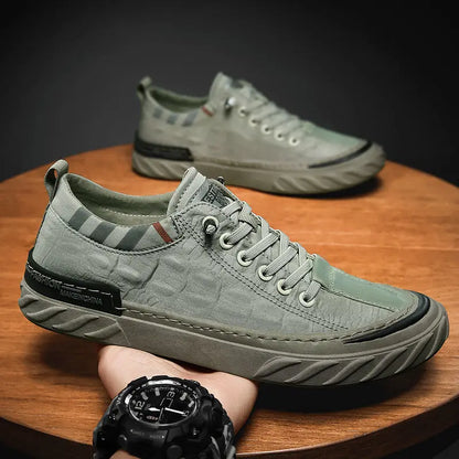 Men's Textured Lace-up Front Skate Canvas Shoes