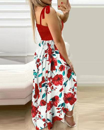 Spaghetti Strap Floral Print Maxi Dress