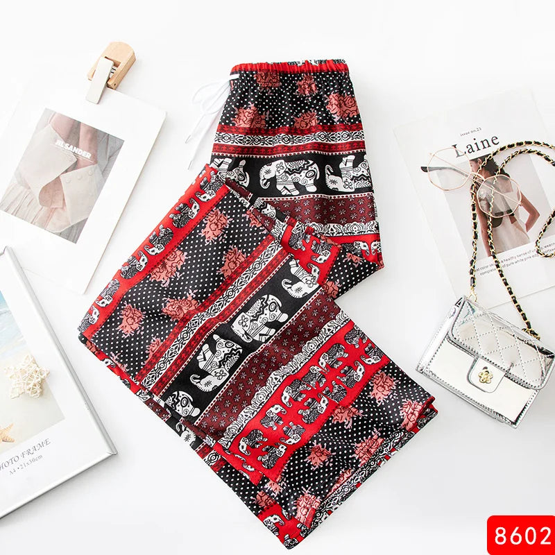 Elephant Print Wide Leg Pants