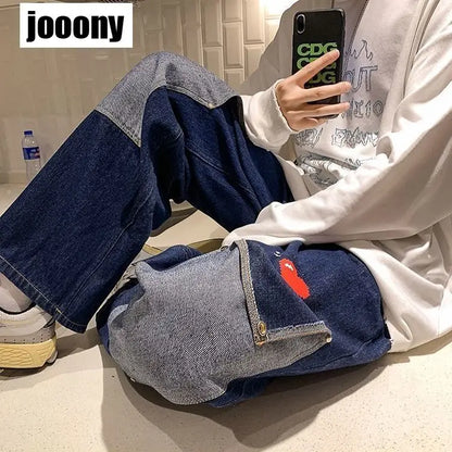 Men's Patchwork Multi-Pocket Jeans