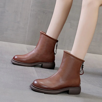 Italian Handmade Genuine Leather Zipper Martin Boots