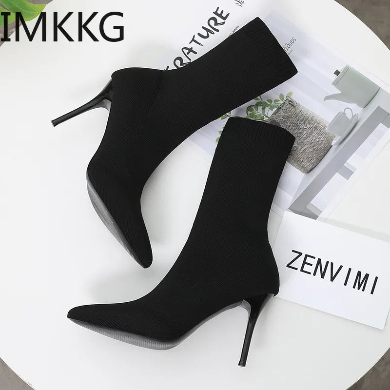 High Heel Stretch Ankle Boots for Women