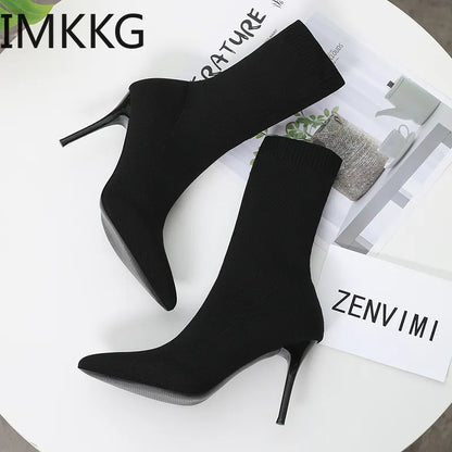 High Heel Stretch Ankle Boots for Women