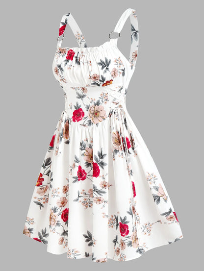 Ruched Bust Mini Floral Dress
