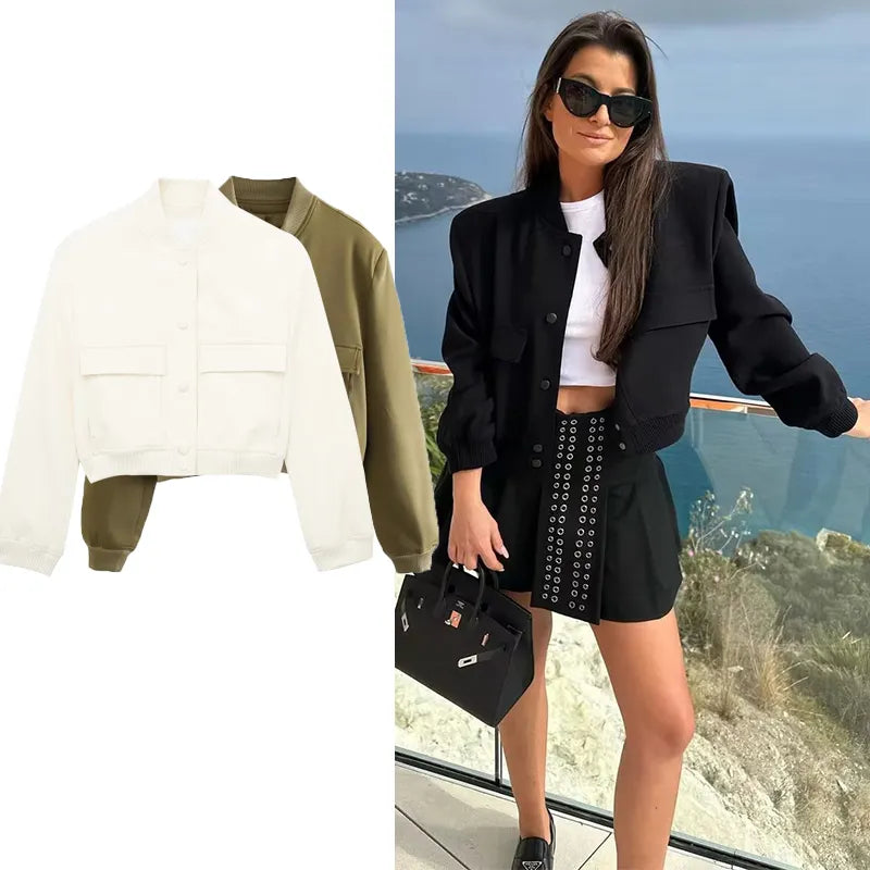 Bomber  Long Sleeve With Pockets  Coats