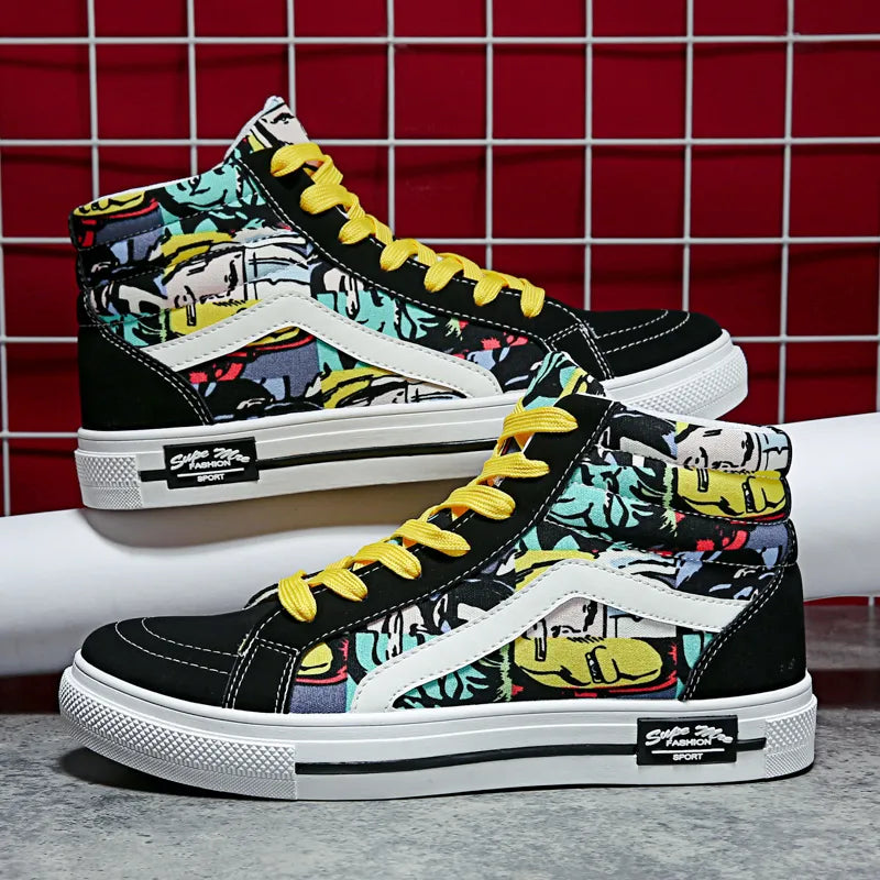 Colorful Print High Top Canvas Sneakers
